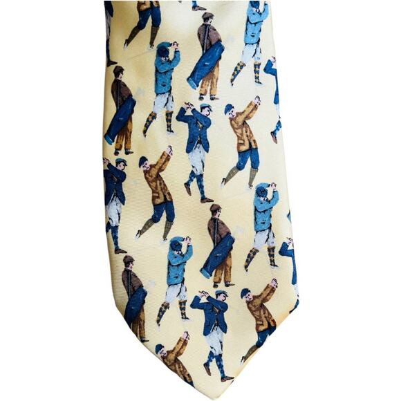 Lands’ End Vintage Sports Ties Yellow Golf Red Baseball 2 Neckties Silk Cotton - Picture 6 of 12